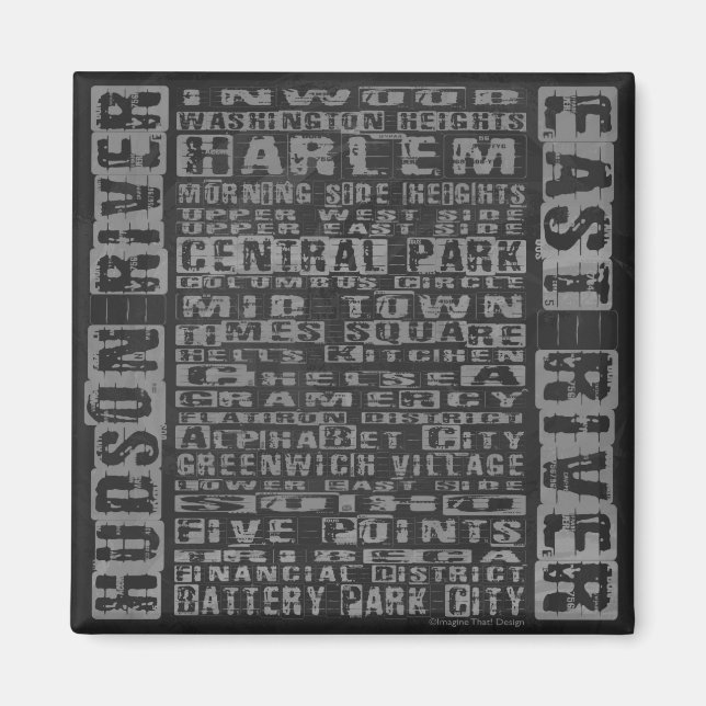 Aimant Quartiers NYC Gris (Devant)