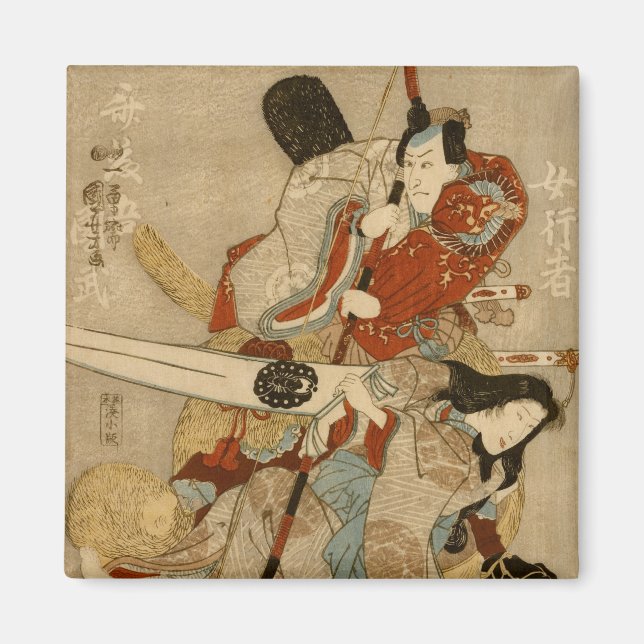 Aimant Quatre Acteurs, Kuniyoshi Art japonais (Devant)