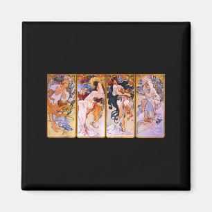 Aimant Quatre Saisons par Mucha Art Nouveau