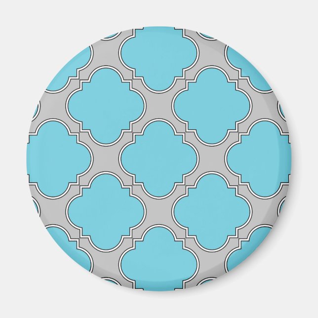 Aimant Quatrefoil bleu et gris (Devant)
