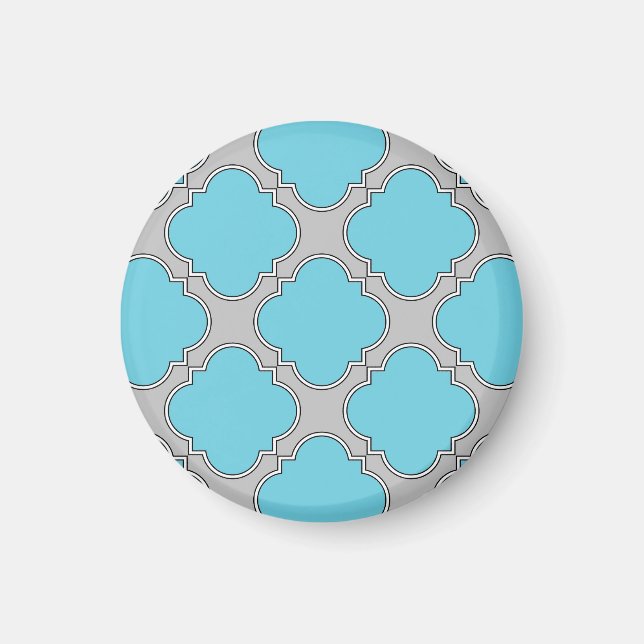 Aimant Quatrefoil bleu et gris (Devant)
