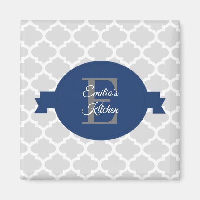 Aimant Quatrefoil bleu personnalisé (Devant)