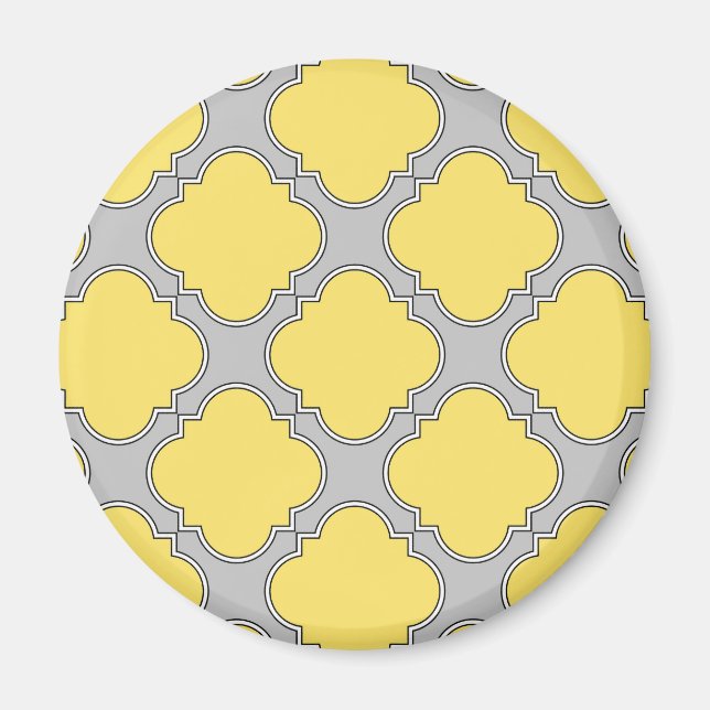 Aimant Quatrefoil jaune et gris (Devant)