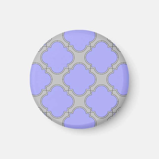Aimant Quatrefoil periwinkle et gris (Devant)
