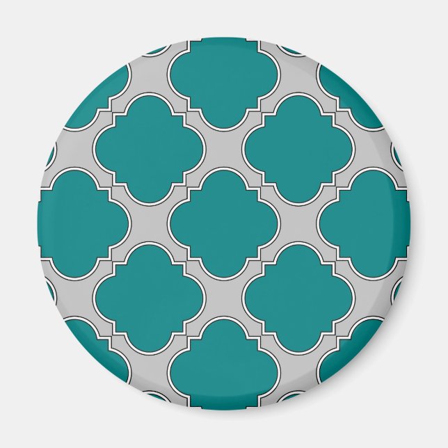 Aimant Quatrefoil turquoise et gris (Devant)