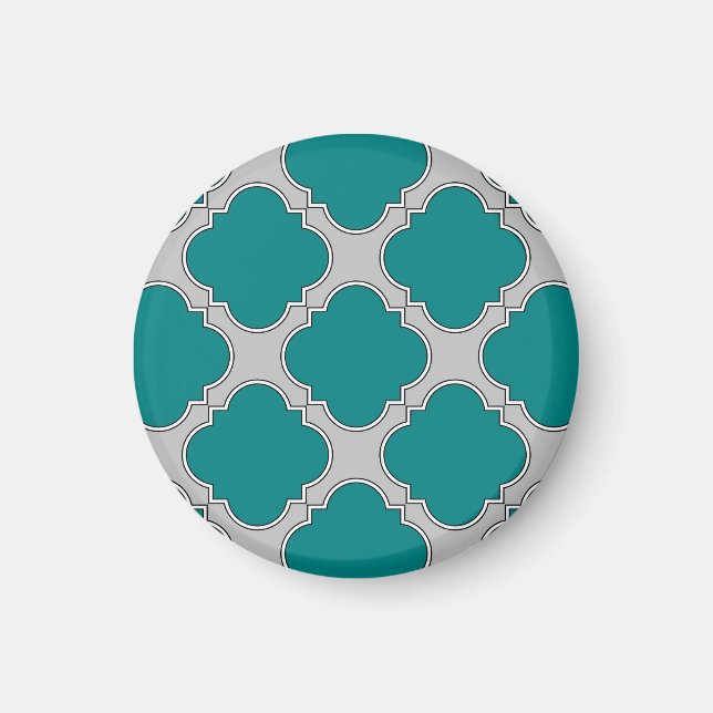 Aimant Quatrefoil turquoise et gris (Devant)