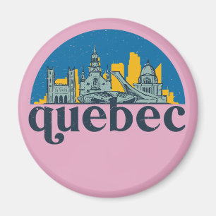 Aimant Quebec Canada Vintage City Skyline Cityscape Art