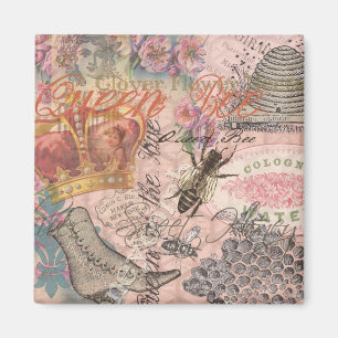 Aimant Queen Bee Vintage magnifique collage