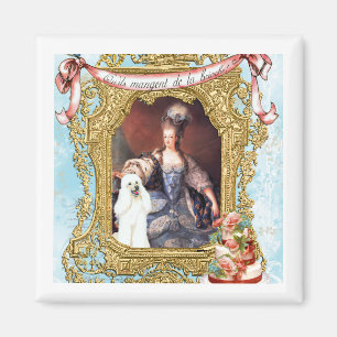 Aimant Queen Marie Antoinette Poodé blanc dans gâteau