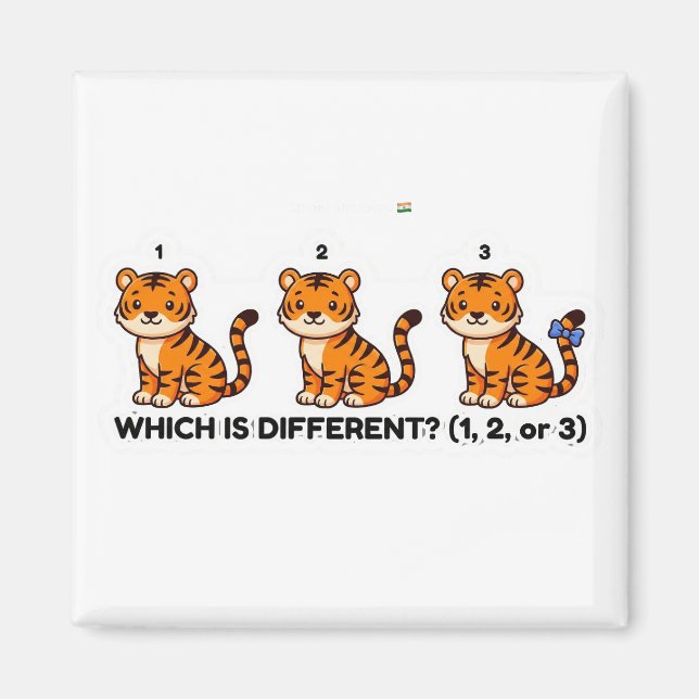 Aimant Quel est le différent ? Jeu du monde animal Tigre  (Devant)