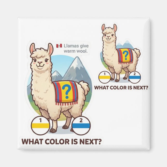 Aimant Quelle couleur ensuite ? Llama Pérou jeu de logiqu (Devant)
