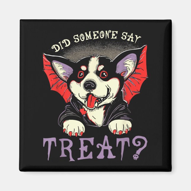 Aimant Quelqu'un a dit friandise - Chien vampire chauve-s (Devant)