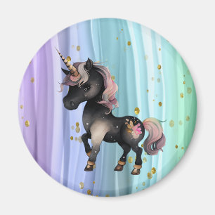 Aimant Queue noire Unicorne violette rose