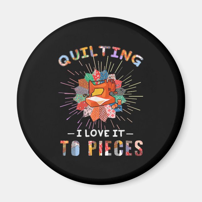 Aimant Quilting Et Coudre Je L'Aime Aux Pièces (Devant)
