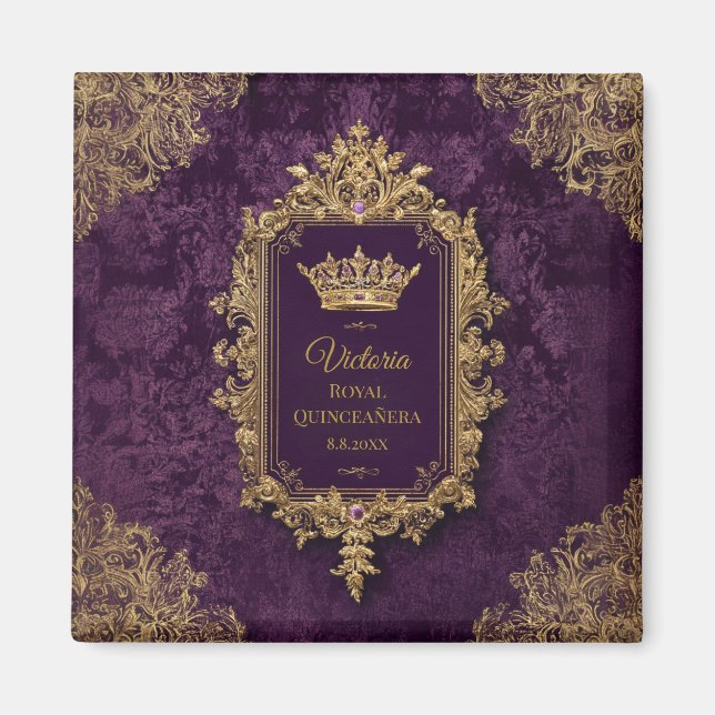 Aimant Quinceañera Améthyste Royale, sur mesure (Devant)