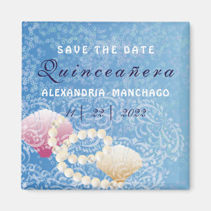 Aimant Quinceanera under the sea Save the date shells