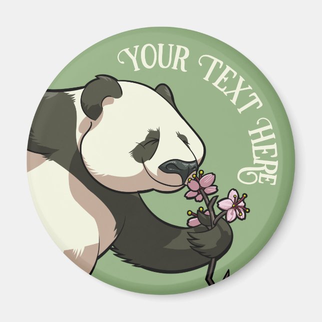 Aimant Quirky Panda Add Your Text Cherry Blossom Artwork (Devant)