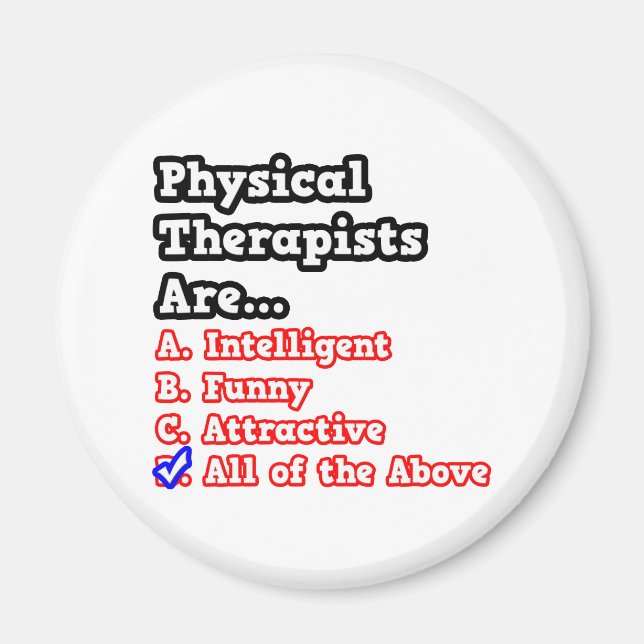 Aimant Quiz du physiothérapeute...plaisanterie (Devant)