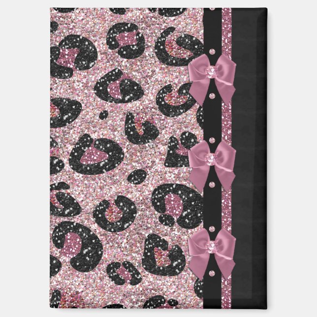 Aimant RAB Rockabilly Pink Leopard Ribbon Bows (Recto)