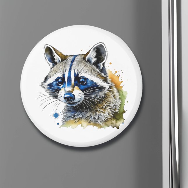 Aimant Raccoon à l'aquarelle (Créateur téléchargé)
