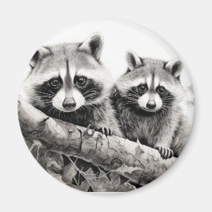 Aimant Raccoon Animal Discovery Wild Nature Enk Sketch