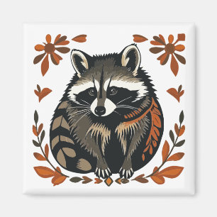 Aimant Raccoon de Whimsical Woodland Animal Folk ou Triba