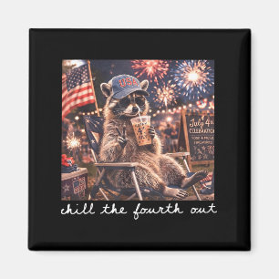 Aimant Raccoon Détendez-Vous Le Quatre Juillet Drôle 4 Ju