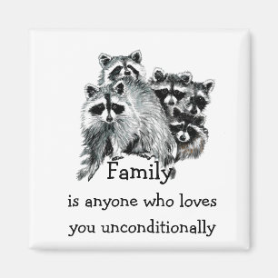 Aimant Raccoon Family Love Citation Animal Art