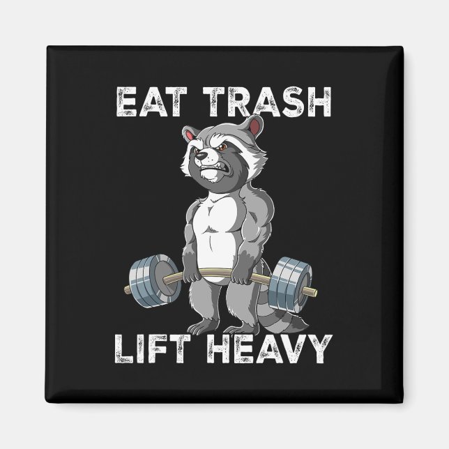 Aimant Raccoon Gym Weight Training Manger Trash Lift Lour (Devant)