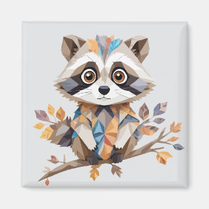 Aimant Raccoon Jouant adorable animal amusant coloré heur