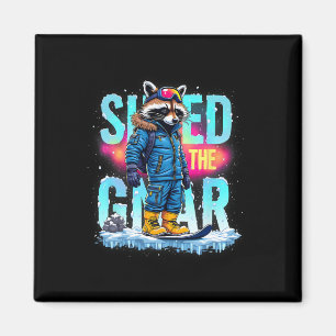 Aimant Raccoon Sports D'Hiver Hommes Ski Partagé Le Gnar 