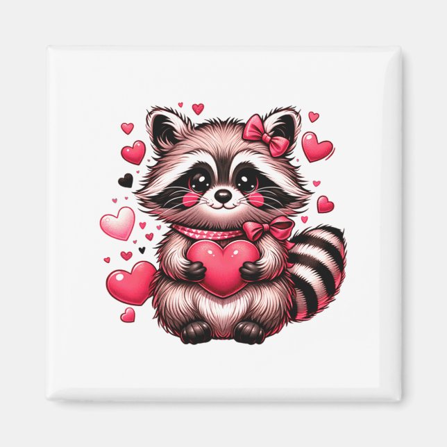 Aimant Raccoon Valentine Hearts  (Devant)