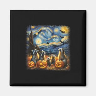 Aimant Raccoons Et Possum Halloween Automne Van Gogh Star
