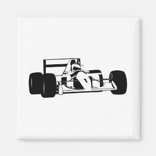 Aimant Race Car Silhouette noir et blanc