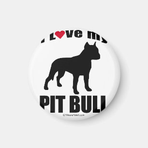 AIMANT "RACE DE CHIEN" - PITBULL - "J'AIME MON PITBULL "