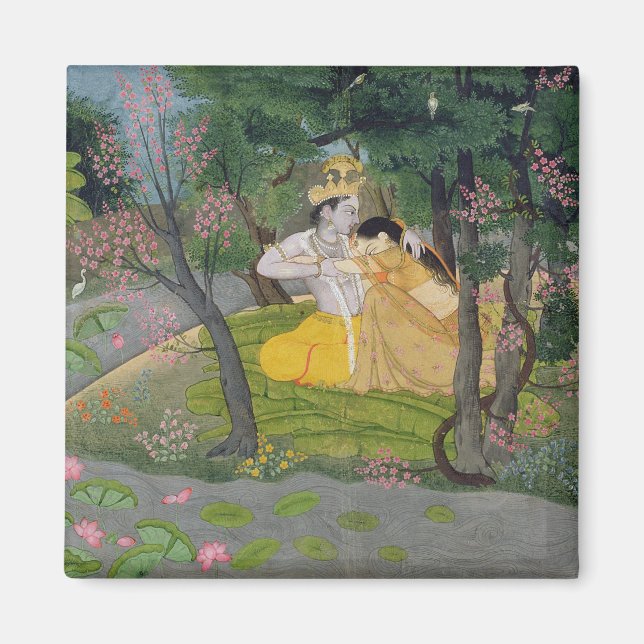 Aimant Radha et Krishna embrassent dans un bosquet de fle (Devant)