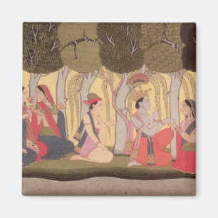 Aimant Radha et Krishna posés dans un verger, Kulu