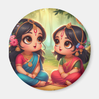 Aimant Radha Rani souriant mignon avec un ami