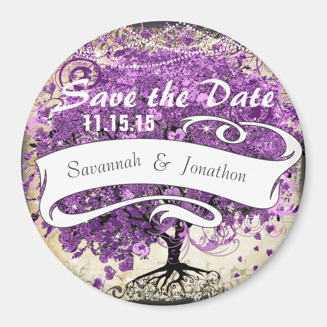 Aimant Radiant Violet Romantique Mariage de la feuille de (Devant)