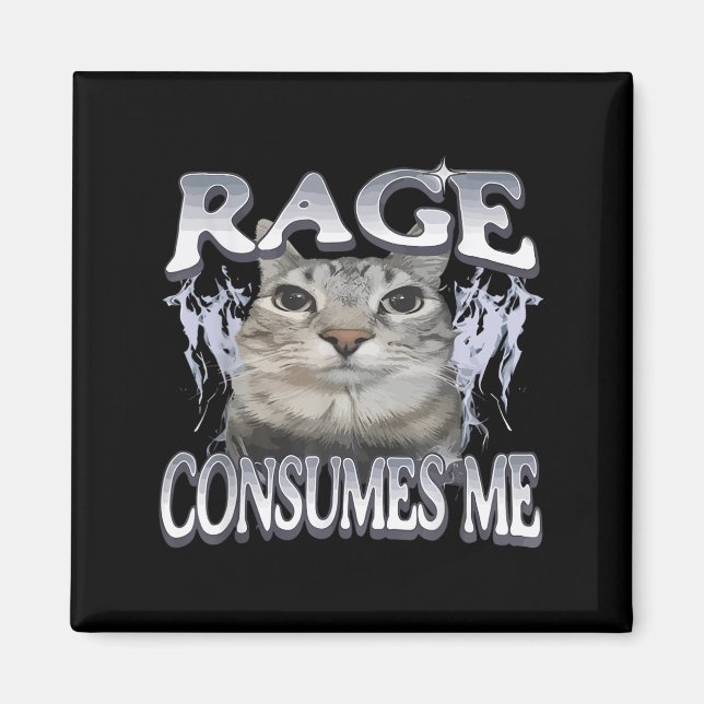 Aimant Rage Me Consume Drôle Silly Staring Cat Mème Femme (Devant)