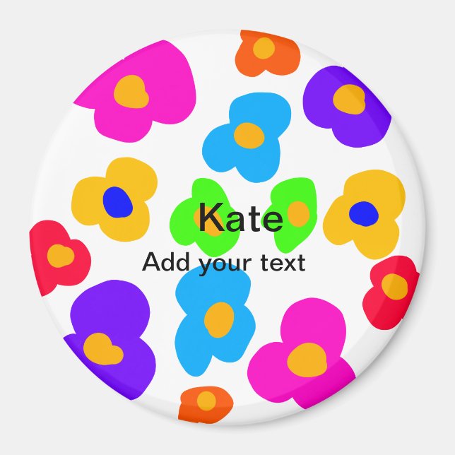 Aimant Rainbow flower pride amour ajouter nom texte lqbtq (Devant)