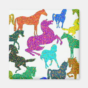 Aimant Rainbow Horses - "Dotty about Horses !"