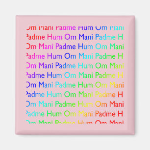 Aimant Rainbow Om Mani Padme Hum (en rose)