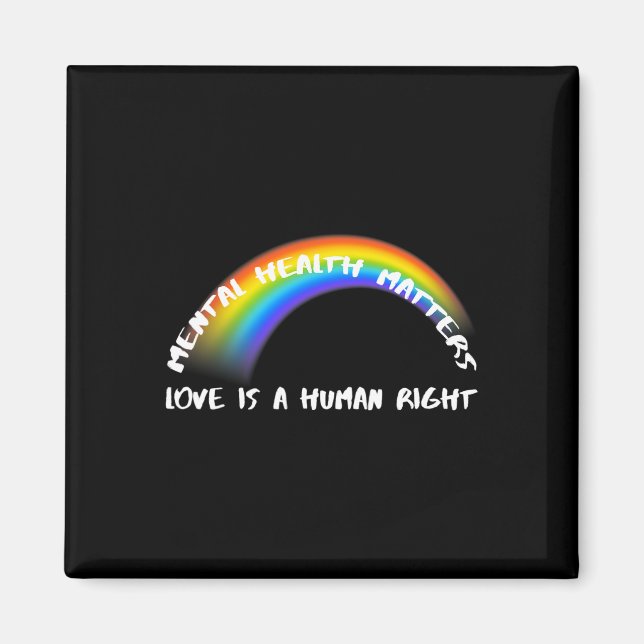 Aimant Rainbow Pride LGBTQ - L'amour est un droit humain (Devant)