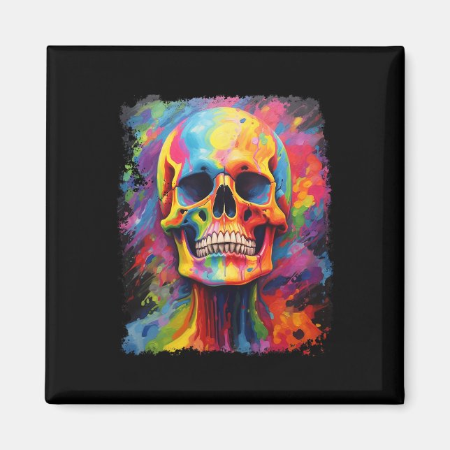 Aimant Rainbow Skeleton Anatomie effrayant Halloween (Devant)