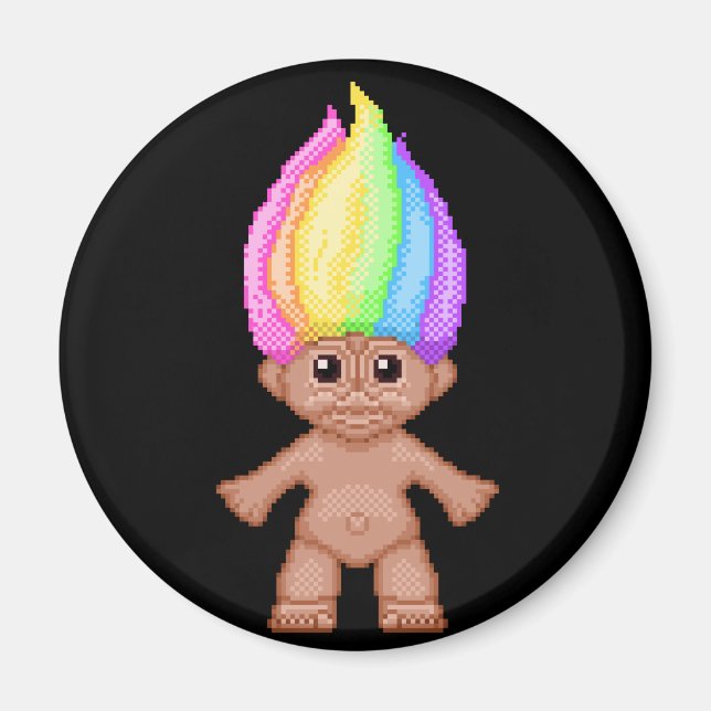 Aimant Rainbow Troll, pixel art, kawaii, vaporwave, nosta (Devant)
