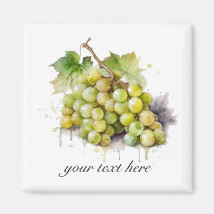 Aimant Raisin de vigne aquarelle personnalisé
