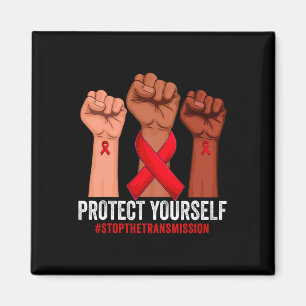Aimant Raising Hand Protect Yourself HIVAIDS Awareness Re