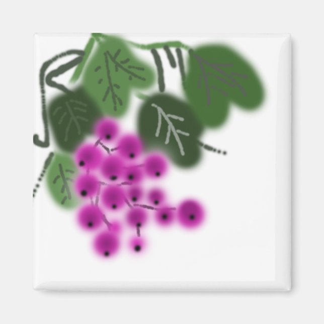 Aimant raisins violets et feuilles vertes (Devant)
