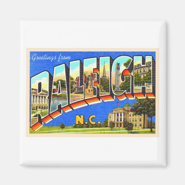 Aimant Raleigh North Carolina NC Grande lettre Carte post (Devant)